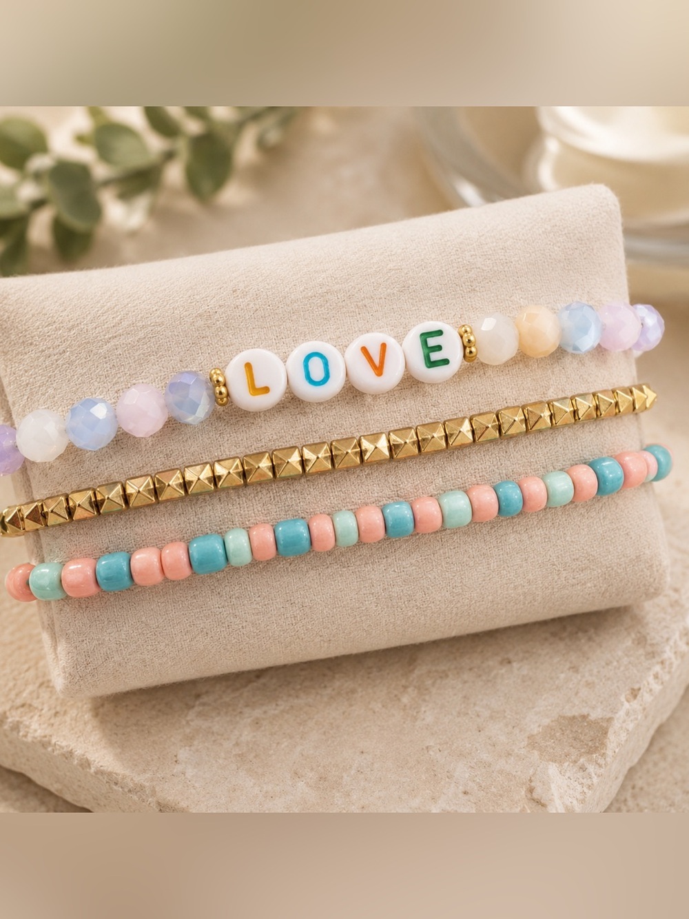 Beaded “LOVE” Bracelet Stack - Picture 1 of 6